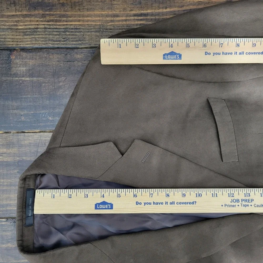 Chaps Men's Sport‎ Coat Blazer Three Button Brown Suede Polyester Size 46L